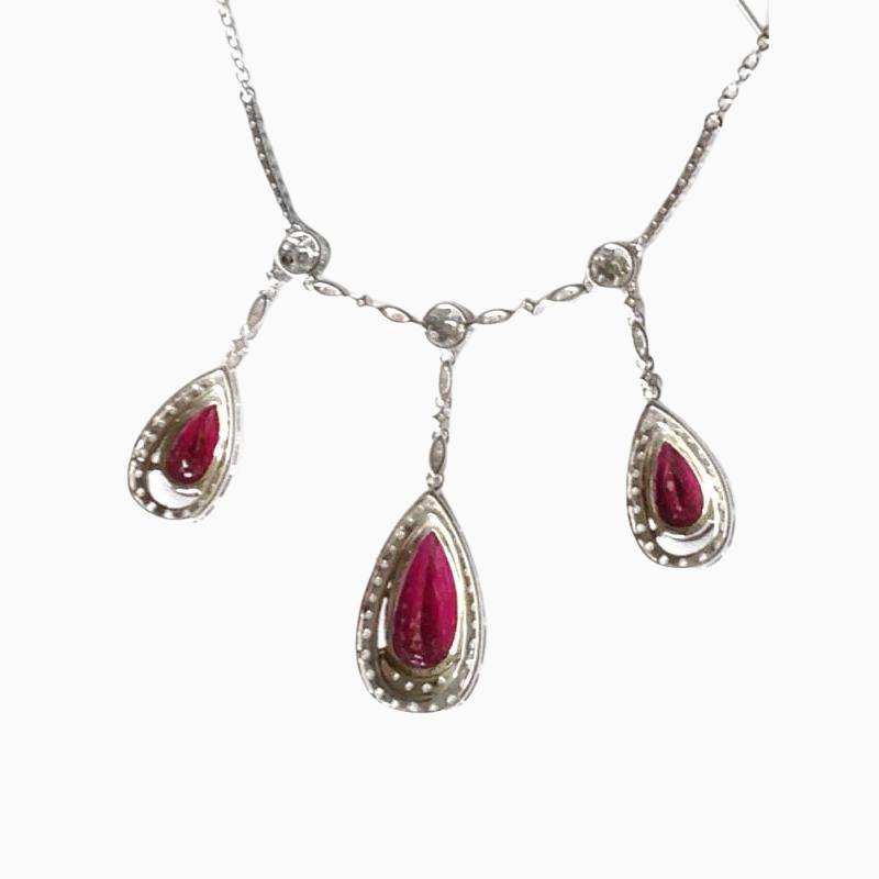 Natural rubellite diamond pendant