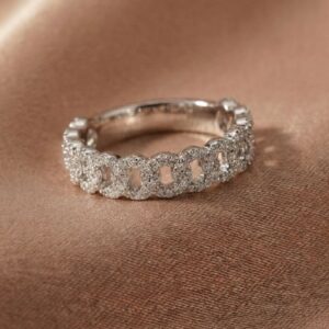 Halfway Cuban Natural Diamond Ring