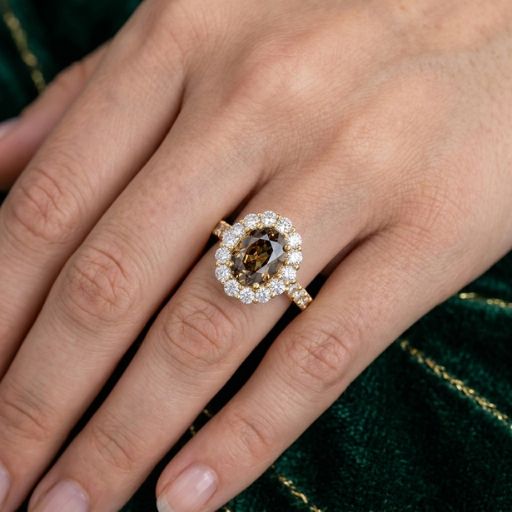 Green to Brown Alexandrite and Natural Diamond Antique Style Ring - Image 4