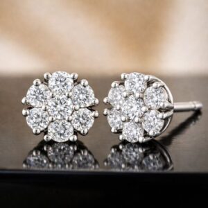 Floral Halo Diamond Stud Earrings
