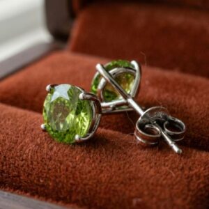 Green Peridot Studs Earrings,