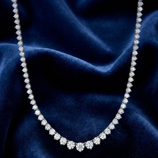 3-Prong Graduated Lab-Grown Diamond Tennis Necklace