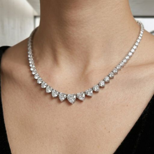 3-Prong Graduated Lab-Grown Diamond Tennis Necklace - Image 3