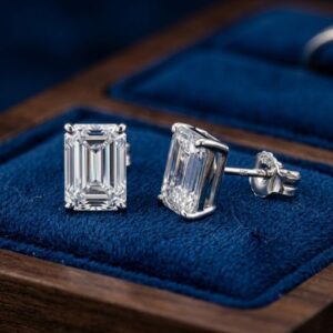 Emerald Cut Lab-Grown Diamond Stud Earrings