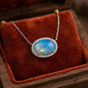 Multi-Color Opal Pavé Pendant Necklace