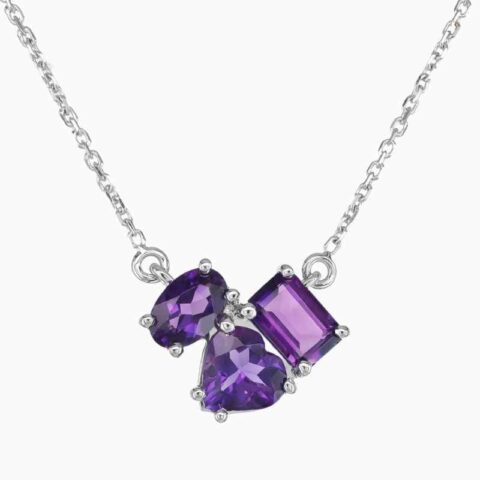 Natural amethyst pendant in 14K White Gold