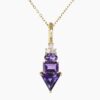 Natural amethyst diamond pendant in 14K Yellow Gold