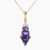 Natural amethyst diamond pendant in 14K Yellow Gold