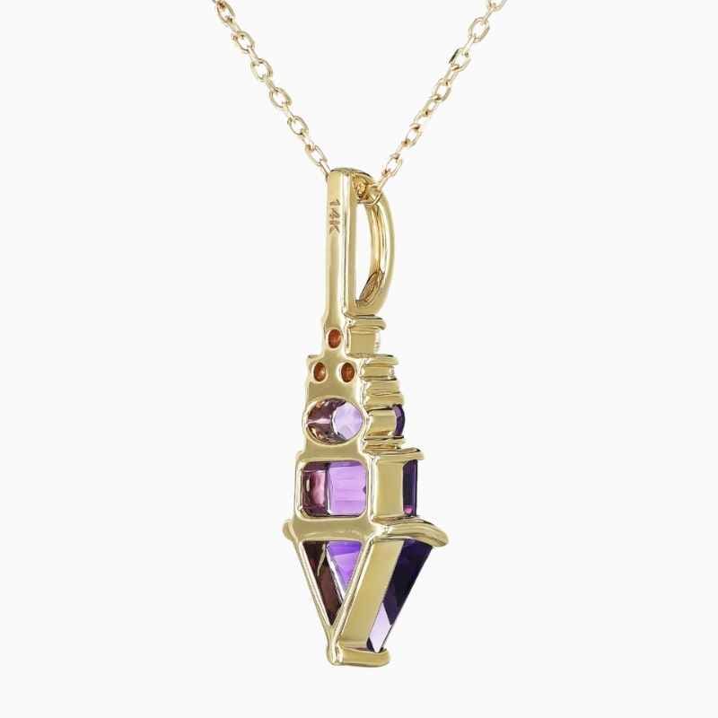Amethyst set in 14K Yellow Gold Pendant