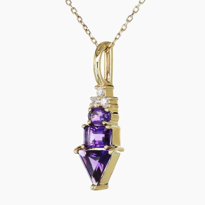 Natural amethyst diamond pendant