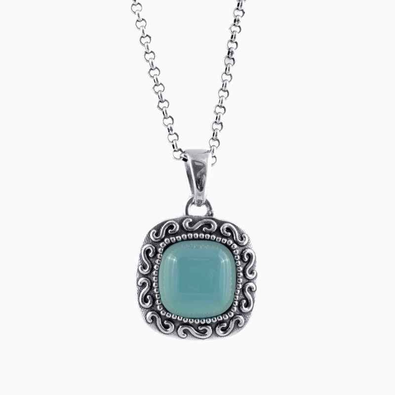 Lagoon Mist Paraiba Agate Silver Pendant