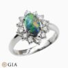 Natural Black Opal ring in Platinum
