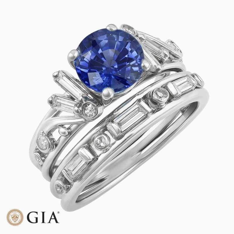 Blue Sapphire Diamond Platinum Ring