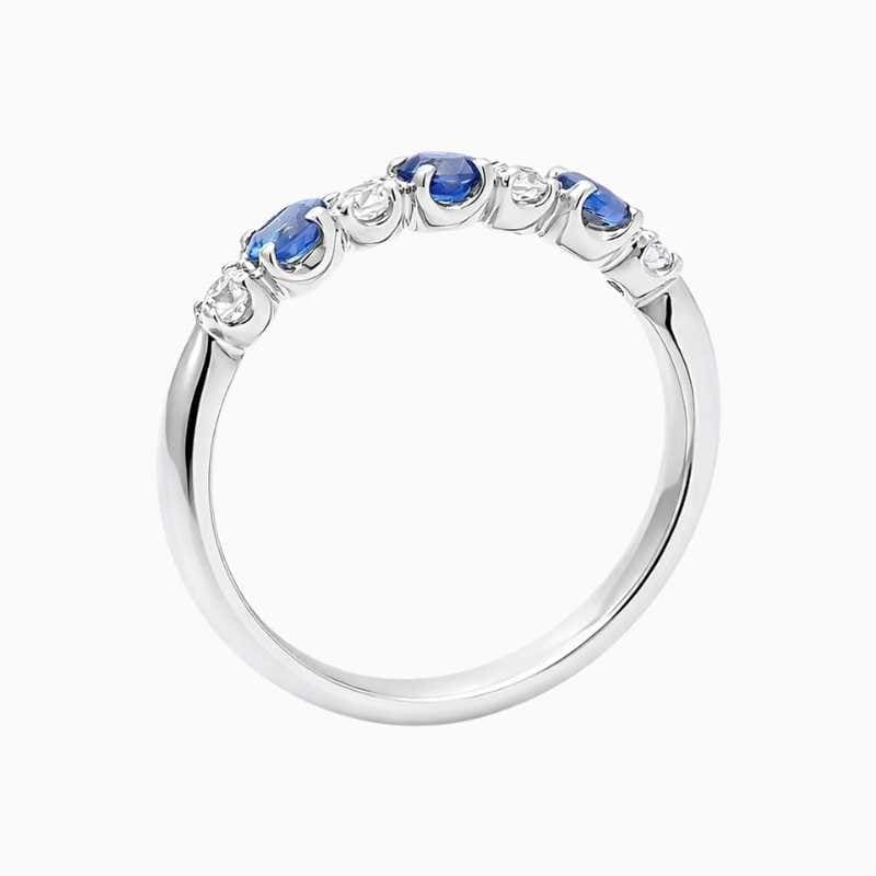 Blue Sapphire and Diamond Half Eternity Ring - Image 3