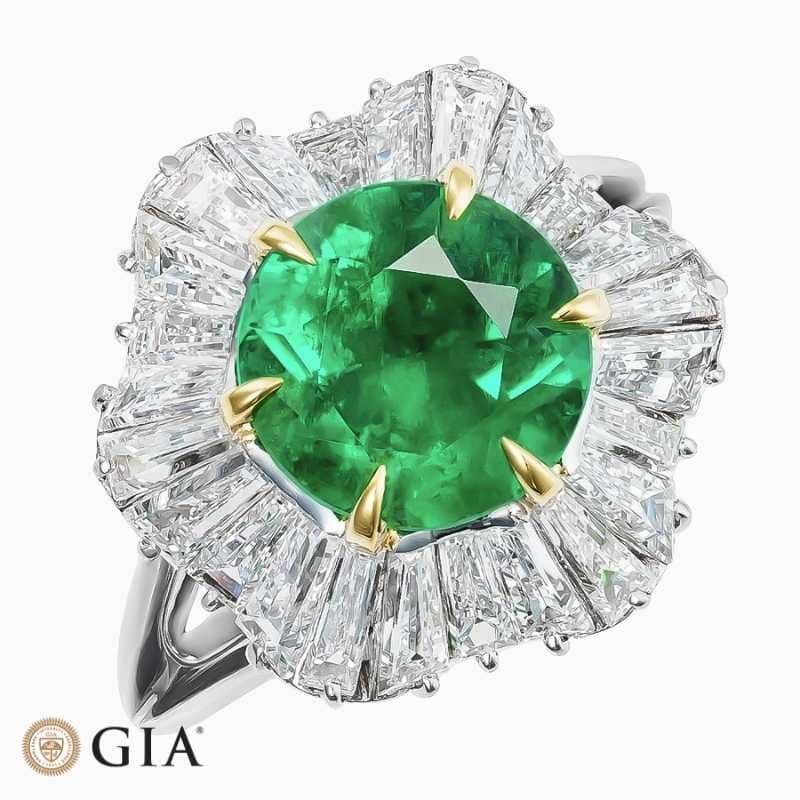 Colombian Emerald Diamond Platinum Ring