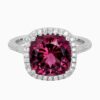 Natural Red Tourmaline ring in 14K White Gold