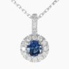 Natural blue sapphire diamond pendant in 14K White Gold
