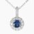 Natural blue sapphire diamond pendant in 14K White Gold