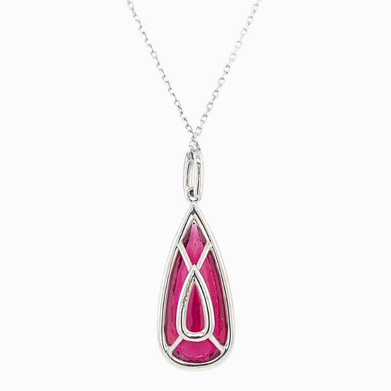 rubellite diamond pendant