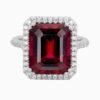 Natural Red Tourmaline ring in 14K White Gold