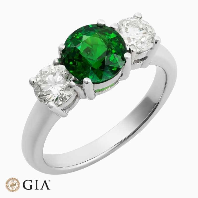 Tsavorite Garnet Diamond White Gold Ring
