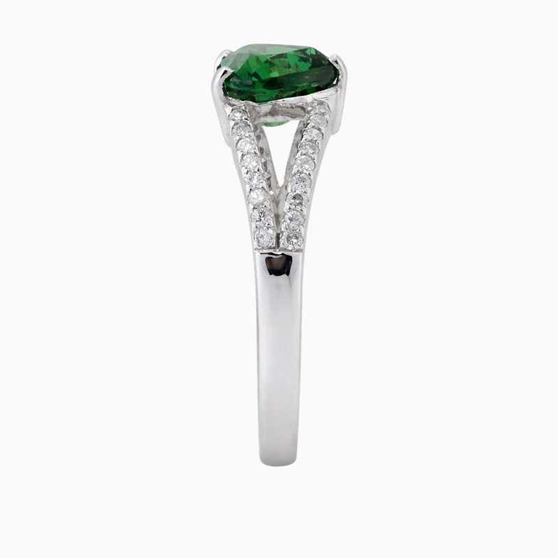 Heart Tsavorite Diamond White Gold Ring - Image 2