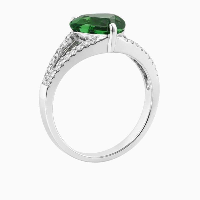 Heart Tsavorite Diamond White Gold Ring - Image 3