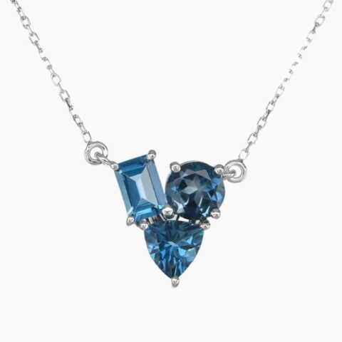 Natural topaz pendant in 14K White Gold