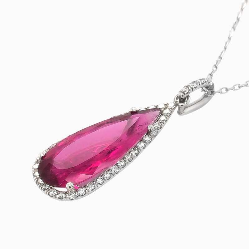 Natural rubellite diamond pendant i