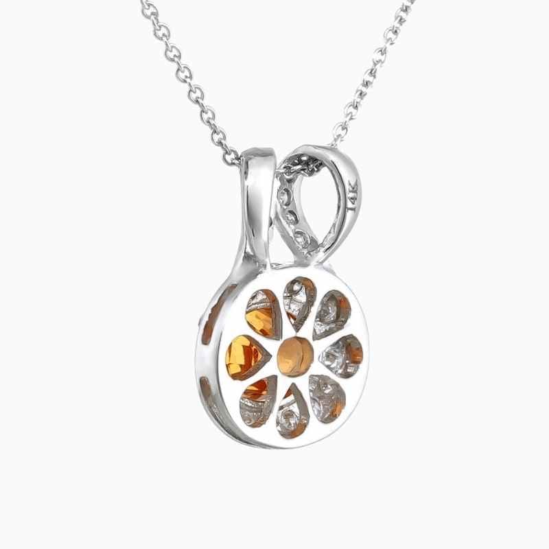 Mandarin Garnet Diamond Gold Pendant - Image 3