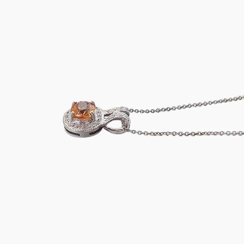 Mandarin Garnet Diamond Gold Pendant - Image 5