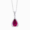 Natural rubellite diamond pendant in 14K White Gold