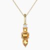 Natural citrine diamond pendant in 14K Yellow Gold