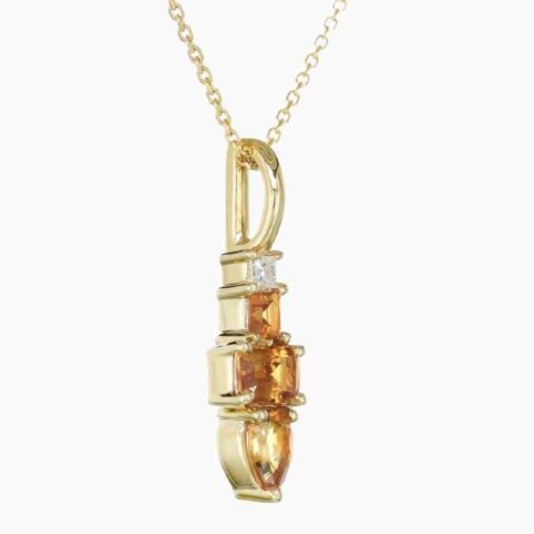 Natural citrine diamond pendant