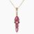 Natural pink tourmaline diamond pendant in 14K Yellow Gold