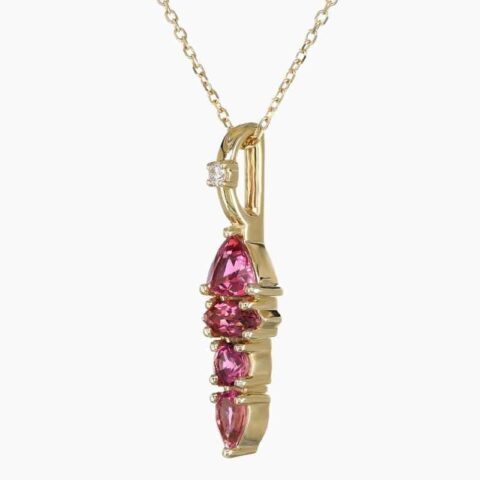 Natural pink tourmaline diamond pendant