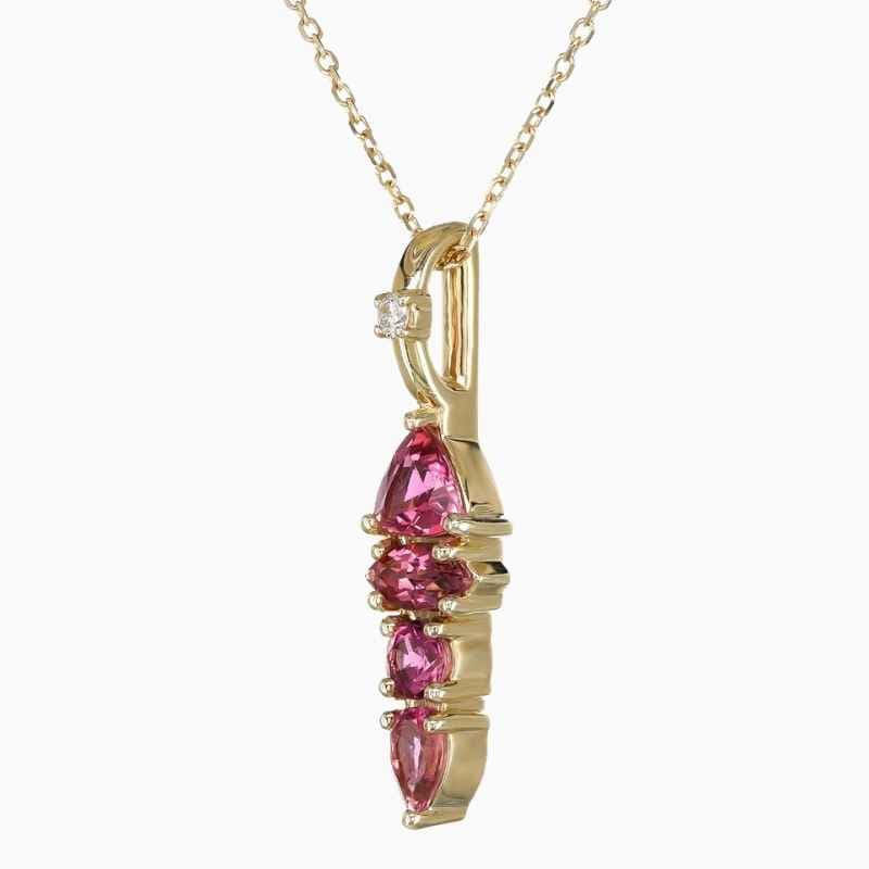 Natural pink tourmaline diamond pendant