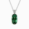Natural blue-green tourmaline diamond pendant in 14K White Gold