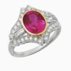 Pink Sapphire Diamond Platinum Ring