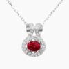 Natural red spinel diamond pendant in 14K White Gold