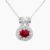 Natural red spinel diamond pendant in 14K White Gold