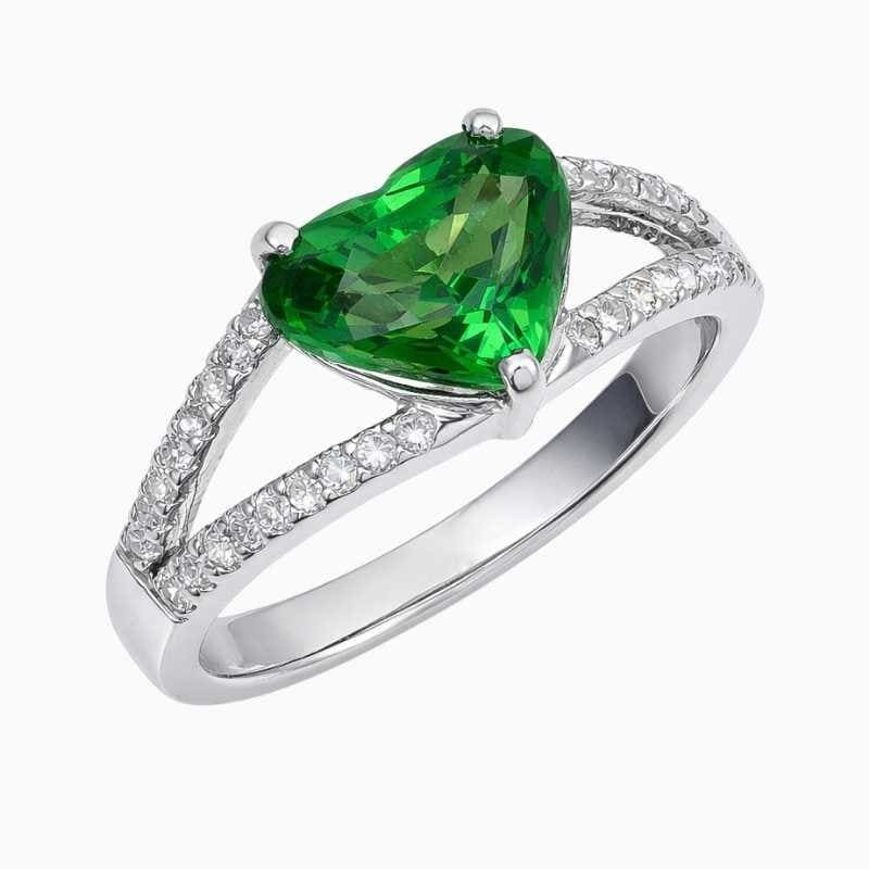 Heart Tsavorite Diamond White Gold Ring