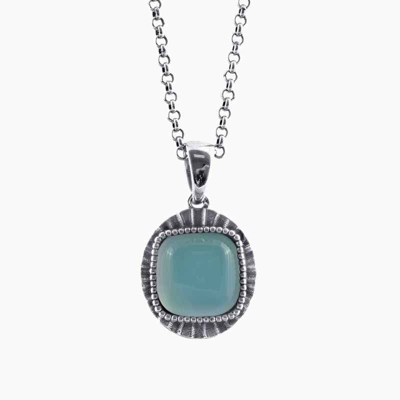 Natural agate pendant in Silver
