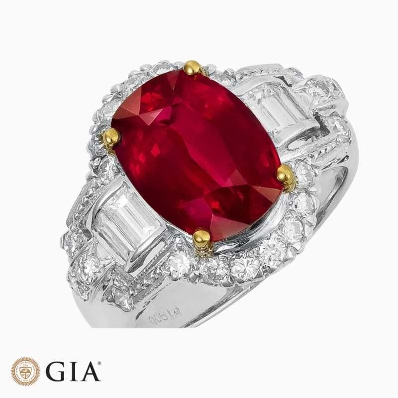 Unheated Mozambique Ruby Diamond Ring