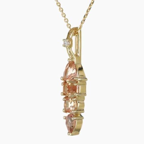 Natural imperial topaz diamond pendant