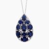 Natural blue sapphire diamond pendant in 14K White Gold, 18K White Gold