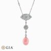 Natural pink conch pearl diamond pendant