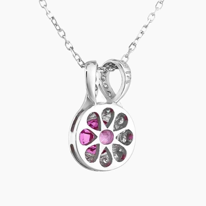 Natural pink sapphire diamond pendant