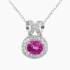 Natural pink sapphire diamond pendant in 14K White Gold