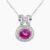 Natural pink sapphire diamond pendant in 14K White Gold